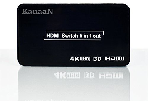 KanaaN HDMI Splitter 4K, HDMI 5x1 Splitter Switch UHD UHD-TV, 3D-Fähig, 5X HDMI-Eingang auf 1x HDMI Ausgänge | HDMI 4K Splitter bis 2160p