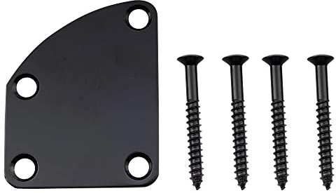 Musiclilz 4 Löcher Gitarren Abgerundet Halsplatte Neck Plate für Strat Tele Style E-Gitarre Bass,Schwarz