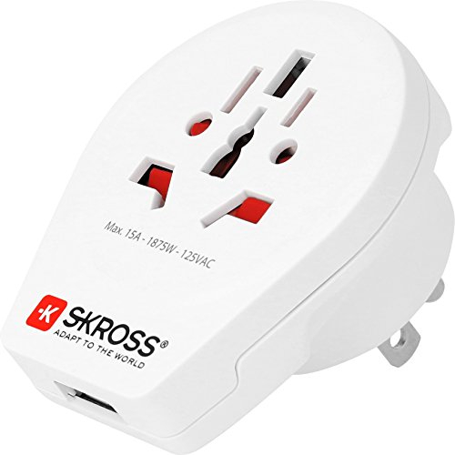 SKROSS World to USA USB Charger: Reiseadapter für Reisen in Länder, die den amerikanischen Standard verwenden; inklusive integriertem USB-Port (2100 mA)