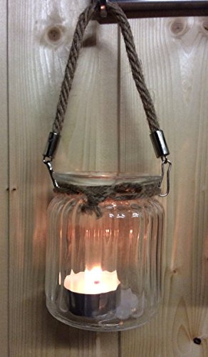 Windlicht mit Seilaufhängung - Table Latern - Teelicht -Beleuchtung