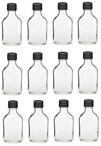 Nakpunar 12 pcs 100 ml Glass Flask Bottles with Black Tamper Evident Cap