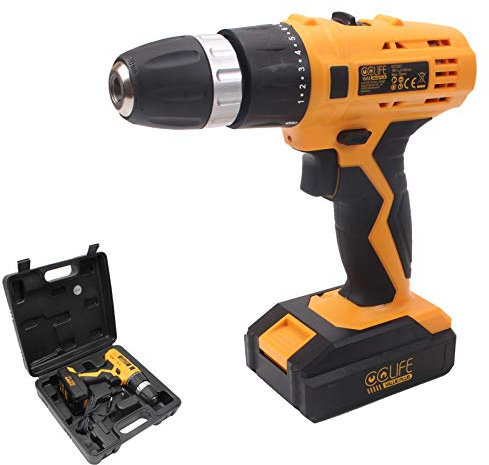 CCLIFE 18V Akkuschrauber Akku Bohrschrauber (2 Gang, Max. Drehmoment 25Nm, 10 mm Bohrfutter, inkl. 1x1,3Ah Akku + Ladegerät)