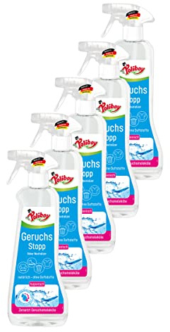 POLIBOY Geruchsstopp - Geruchsentferner gegen organische Gerüche - Duftstofffreier Geruchsneutralisierer - 5x 500 ml - Made in Germany