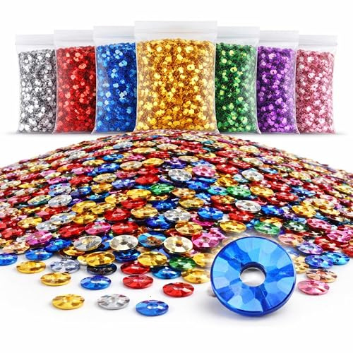 Perlin Pailletten 3 mm gewölbt 24000 Stück 10 Farben Set Glitzer Sequins Bastelset 3D Effekt facettiert Nähen Stickerei DIY Kleidung Dekoration
