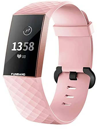 FunBand Bracelet Fitbit Charge 3, Bande en Silicone Souple Sangle de Remplacement Reglables Sport Accessorie pour Montre Connectée Fitbit Charge 3
