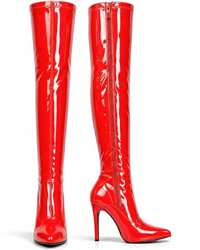 Golden Beads Women Thigh High Boots Over The Knee Boots With High Stiletto Heels Zip Up Boots in Pointy Toe
