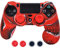 SKINOWN Schutzhülle für PS4 Controller mit 2 Daumengriffen aus Silikon, rutschfest rot Camouflage