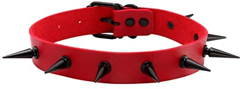 Manfnee Choker Rivetto Rosso Collare Punk Rock Gotico Girocollo Motociclista Uomo Donna Regolabile