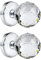 CLCTK 2 Pack Crystal Glass Dummy Door Knobs, Round Half-Dummy Door Knob for Hall Closet, Polished Chrome