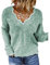 BAINA Damen Pullover Sexy V-Ausschnitt Causal Strickpullover Elegant Einfarbig Basic Sweatshirts Gemütlich Winter Lose Langarm Pulli Oversize