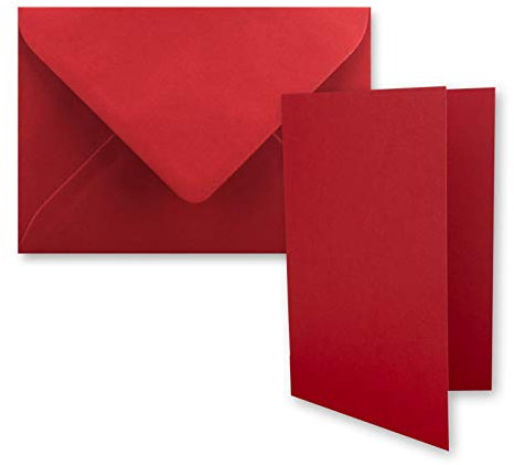 FarbenFroh by GUSTAV NEUSER 50x Faltkarten-Set DIN A7-10,5 x 7,4 cm - mit Umschlägen DIN C7 in Rosenrot (Rot) - Kleine Doppelkarten blanko zum Selbstgestalten und Bedrucken