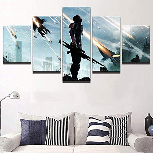 bnkrtopsu 5 Wandkunst Stück Leinwand 5 Leinwandbilder auf Leinwand für Heimdekoration und Poster Mass Effect Spiel (150x80cm Rahmenlos)