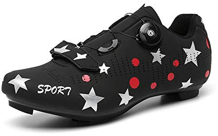 JUHUYP Fahrradschuhe für Herren Damen Rennradschuhe Spin Indoor Cycling Schuhe mit Quick Lace Selbstsichernde kompatible SPD Cleats