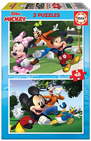 Educa - Puzzle 48 Teile für Kinder ab 4 Jahren | Mickey und Freunde, 2x48 Teile Puzzleset für Kinder ab 4 Jahren, Mickey, Minnie, Donald, Goofy, Disneypuzzle (18885)