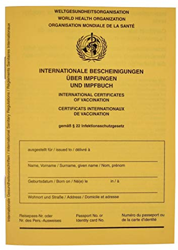 orgaexpert Internationaler Impfpass 2021 mit Seite für Covid-19 / Impfausweis/Impfbuch/Impfbescheinigung 28Seiten Deutsch/Englisch/Französisch