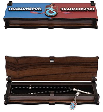 Gök-Türk Box Schatulle MIT Gravur aus Holz Handgemacht & Tesbih Gebetskette 'Trabzonspor 33 Perlen