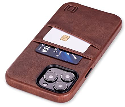 Dockem Étui Portefeuille pour iPhone 13 Pro Max avec Plaque métallique intégrée pour Fixation magnétique et 2 Poches pour Cartes : Cuir synthétique de qualité supérieure (Exec M2 6,7 Pouces, Brun)