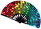 BAQI Large Rave Folding Hand Fan for Men/Women, Chinease/Japanese Bamboo and Nylon-Cloth Folding Hand Fan, for EDM, Music Festival, Club, Event, Party, Dance, Performance, Decoration, Gift