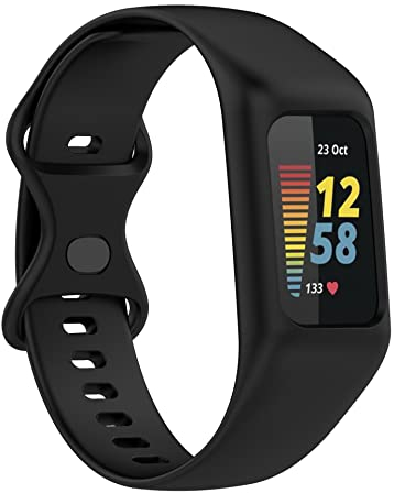 通用 Sport Band Compatible with Fitbit Charge 5 Band with Case for Soft Silicone Strap with Shatter-Resistant Protective for Fitbit Charge 5/ Charge 4/Charge 3 Advanced Fitness Tracker (Black)