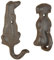 Classic Home Store Cast Iron Dog Tail Hook Indoor Outdoor Wall Coat Lead Key Hanger (1 x Each Design), Brown, Set of 2 - 1 of each design
