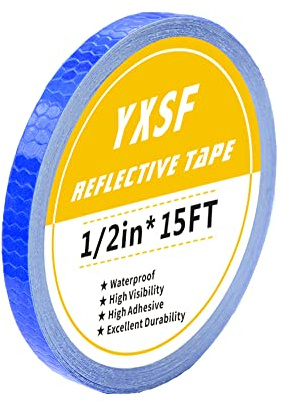 YXSF Blaues Reflektierendes Sicherheitsband, 1.2cm x 4.5m, reflektierende Streifen, hochviskos, wasserdicht, reflektierendes Klebeband für Fahrräder, Autos, Schiffe, Motorräder, Regenmantel.