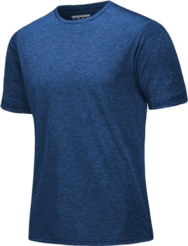 MAGCOMSEN Laufshirt Herren Kurzarm Sportshirts Atmungsaktiv Trainingsshirt Sportbekleidung Wandershirt Funktionsshirt zum Joggen, Laufen, Yoga Dunkelblau XL