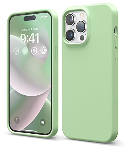 elago Liquid Silicone Case Compatible with iPhone 14 Pro Max Case (6.7), Premium Silicone, Full Body Protection - 4 Layer Shockproof Phone Cover, Anti-Scratch Soft Microfiber Lining (Pastel Green)