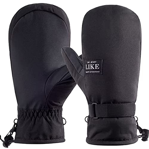 FAYHIJUN Handschuhe Winter Fäustlinge für Damen skihandschuhe Winterhandschuhe wasserdichte Fahrradhandschuhe Winddichte Thermohandschuhe Warm Sports wie Laufen Radfahren (L, Schwarz)