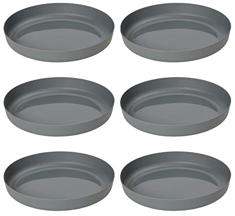 Clever Pots Sottovasi per Piante, 6x 22.7cm da Utilizzare con Vasi per piante da 30 cm, Sottovaso Rotondo per Piante in Plastica per Interni e Esterni, Resistenti al Tempo e Leggeri, Carbone