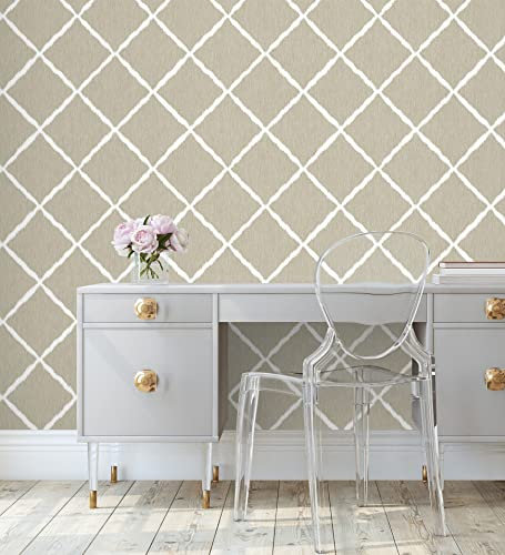 GAULAN 500679660 - Vliestapete, Strapazierfähig, Abwaschbar. Beige Tapete mit verschwommenen Rauten für Wohnzimmer Küche Bad Möbel Esszimmer - Muster DIN A4