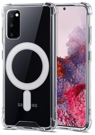 JProtect für Samsung Galaxy S20 Hülle für Magsafe (TOP Schutz & Magnetkraft) Magnetische Handyhülle Transparent für Samsung S20 - Hülle Magnet für MagSafe Zubehör Case Stoßfest
