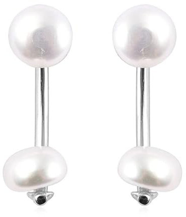 SHOP LC Weiße Süßwasser Perlen-Ohrringe 925 Silber rhodiniert