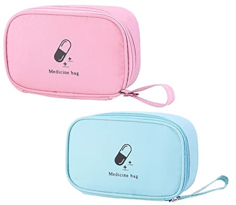 Hainue 2 STK Klein Medikamententasche Erste Hilfe Tasche Medizinische Aufbewahrungstasche Medikament Tasche für Home Office Outdoor Camping Reisenotfall 16.5 x 11.5 cm