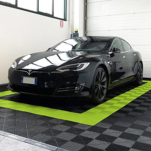 SOGI PAV-03-LM Kit piastrelle in PP per pavimento officina, garage - 40x40 cm - 1 mq - 10 mq - 50 mq - 100 mq - colore verde lime (40 x 40 cm = 1 piastrella)