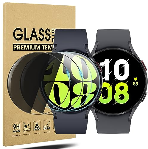 Diruite 4 Piezas Protector Pantalla para Samsung Galaxy Watch 7/6/5/4 44mm Cristal Templado(Diámetro 41mm),2 HD Protector&2 Privacidad Vidrio Templado