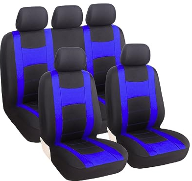 JNNJ 9 Pezzi Set Completo Di Coprisedili per Auto, Seat Cover Universali Protezione per Sedile Di Poliestere, Set Copri-Sedile per Anteriori E Posteriori, Accessori Auto Interno(Blu)