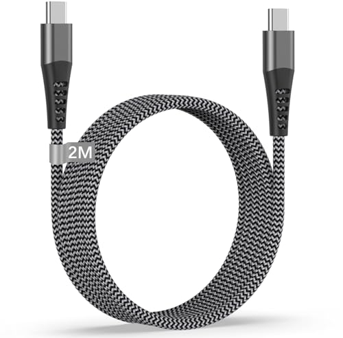 USB C to USB C Cable 100W, USB C Charger Cable 2M Nylon PD Type C charger Cable Fast Charging cable Type C to C Charger cable Fast charge for iPhone 16 15 Pro Max,Galaxy S24 Ultra + S24 S23 S22 S21