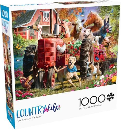 Buffalo Games - Country Life – Fun Times at The Farm – 1000-teiliges Puzzle | Art by Larry Jones - Made in USA - Recyceltes Brett - Inklusive Poster - Geschenk - Frameable Art
