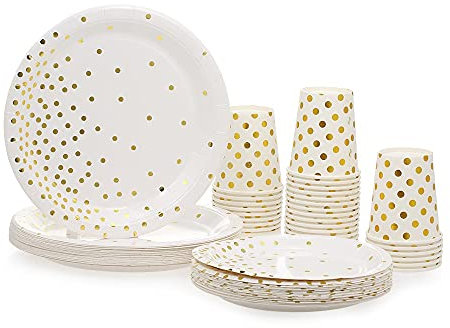 Tidyard Accessoires de fête - Lot de 30 assiettes en carton de 9 oz - Lot de assiettes à dessert Dixie Cup Disposables Spots Gilding Environment Friendly pour tous les types de fêtes