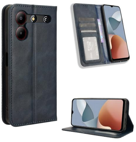 COMAKU ZTE Blade A54 Case Leather - Flip Cover Protection magnetic Phone Case wallet with Card Holder - Blue