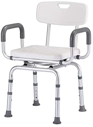 FUYAO Duschstuhl zum Drehen, robuster Duschsitz, Duschhilfe mit Armen und Rückenlehne, Duschhocker, Rutschfester, tragbarer Badesitz, verstellbare Duschbank