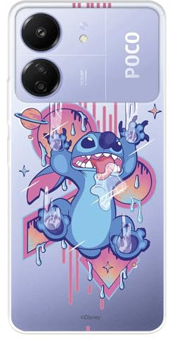 Coque compatible avec Xiaomi Redmi 13C - Poco C65 officielle Disney Stitch Graffiti pour protéger votre téléphone portable Coque en silicone transparent souple sous licence officielle Lilo & Stitch