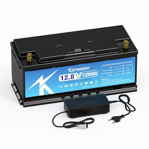 KEPWORTH LiFePO4 batterie 12V 120ah avec batterie de classe A et BMS Deep cycle 10000 + pour bateau solaire RV camping voiturette de golf et ainsi de suite