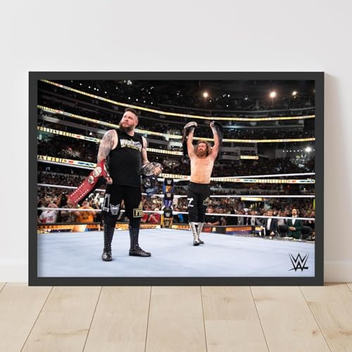 Themed WWE Print – Kevin Owens und Sami WrestleMania Win Poster Wrestling Wandkunst (21 cm x 29,7 cm – A4)