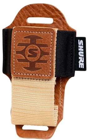 Shure by Gator Premium Tan Leather Wireless Bodypack Transmitter Pouch Belt Bag (SH-BODYPACK-PTN-L)
