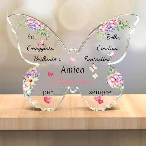 Amica Targhe e Cartelli Decorativi Acrilico Placca Ornamenti Farfalla Donne Regali Compleanno Segno Amicizia Apprezzare Regalo Natale Laurea Fantastica Promemoria Ti Voglio Bene Ricordi Fiori