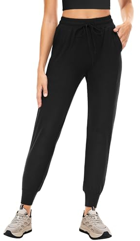 CAMPSNAIL Jogginghose Damen Sommerhose Lang Sporthose Atmungsaktiv Freizeithose Sweatpants Joggpants Weich Leggings für Fitness Yoga Freizeit Schwarz S