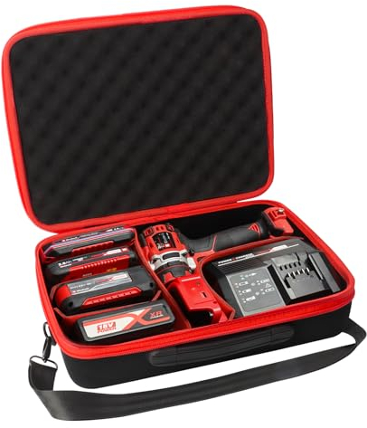Powarbor Valigetta batteria Compatibile con Milwaukee Einhel_l_18V 12V batteria e caricabatteria, scatola di trasporto per batteria 18 V 12V batteria da 2Ah 3Ah,4Ah, 5,2 Ah, 6Ah(solo caso)