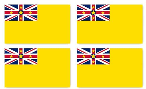 Aufkleber: 200x120 mm, 4 Stück - Flagge - Niue - NU - für Auto, Koffer, Laptop und mehr