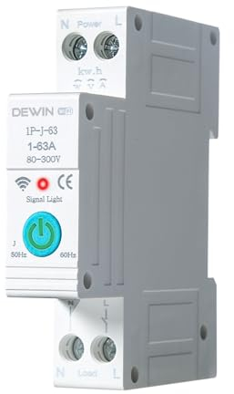 DEWIN Interruttore Smart,Interruttore Wifi,AC 230V 63A Tuya Smart su Guida Din con 3 modalità di temporizzazione Controllo Remoto Tramite APP Tuya